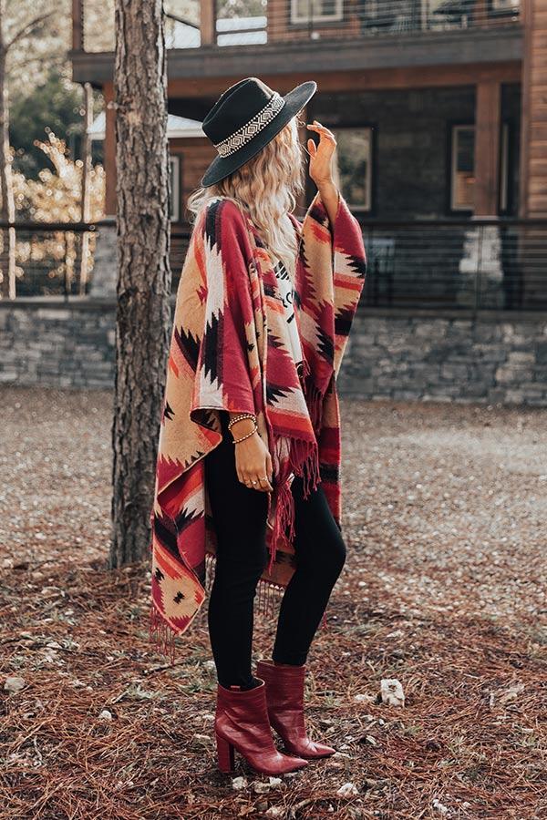 Escape To The Mountains Poncho In Red Product Image