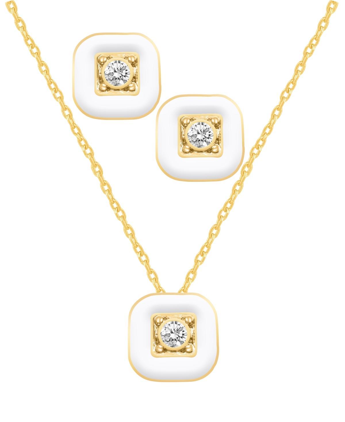 Crystal Enamel Necklace and Earring Set, 2-Piece Product Image