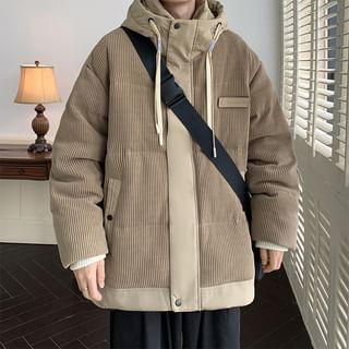 High Neck Corduroy Zip-Up Down Jacket Product Image