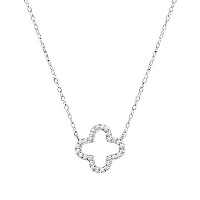 Main and Sterling Sterling Silver Cubic Zirconia Open Clover Station Necklace, Womens Silver Tone Product Image