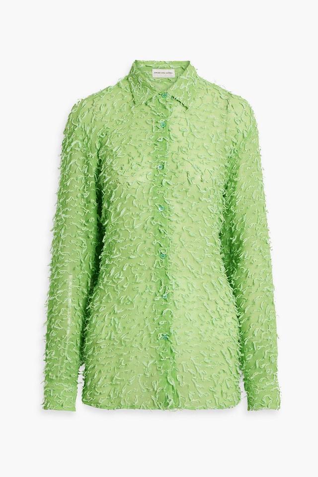 Fringed Crepon Shirt In Light Green Product Image