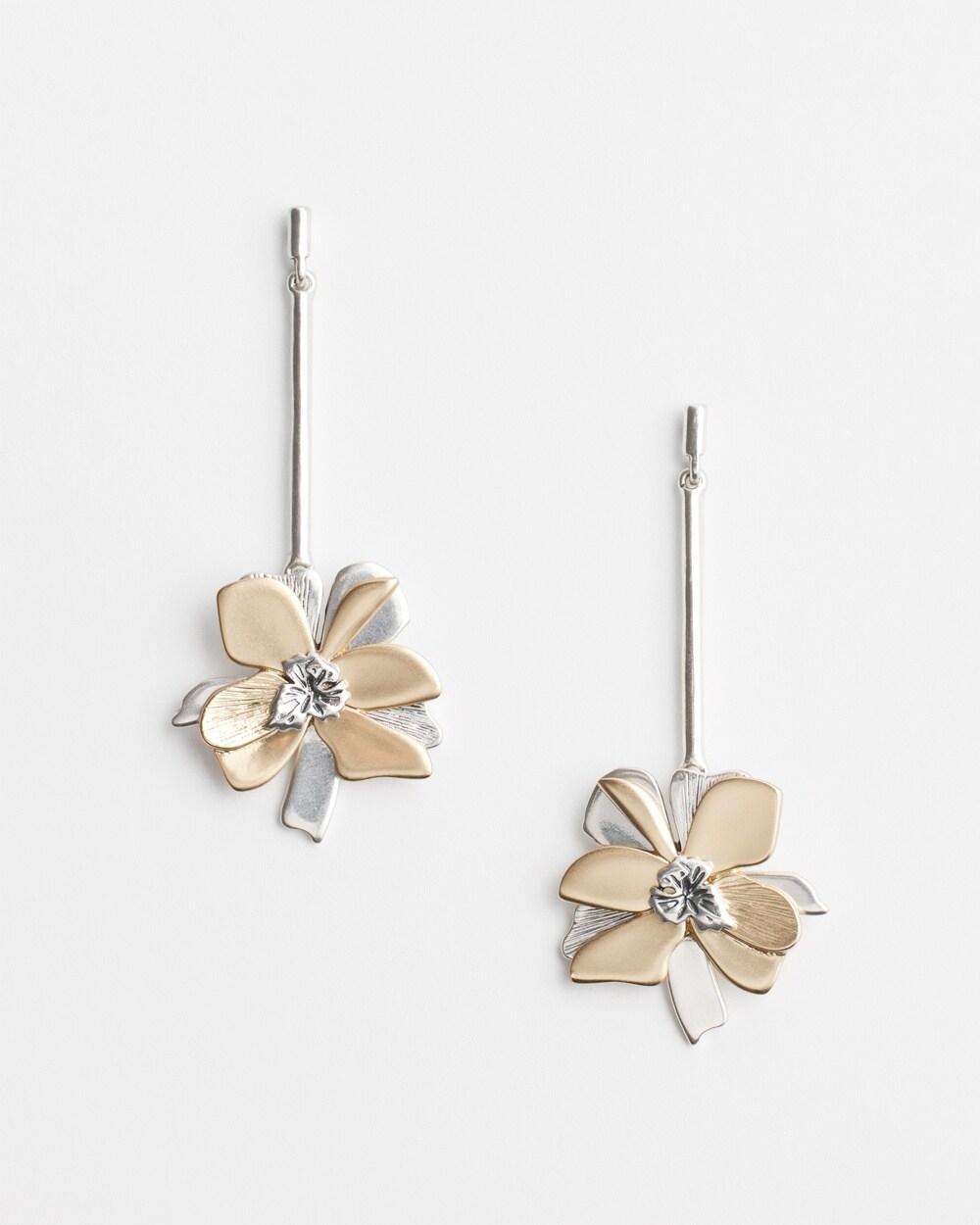 No Droop Floral Drop Earrings   Chico's - Mixed Metals - Women Product Image