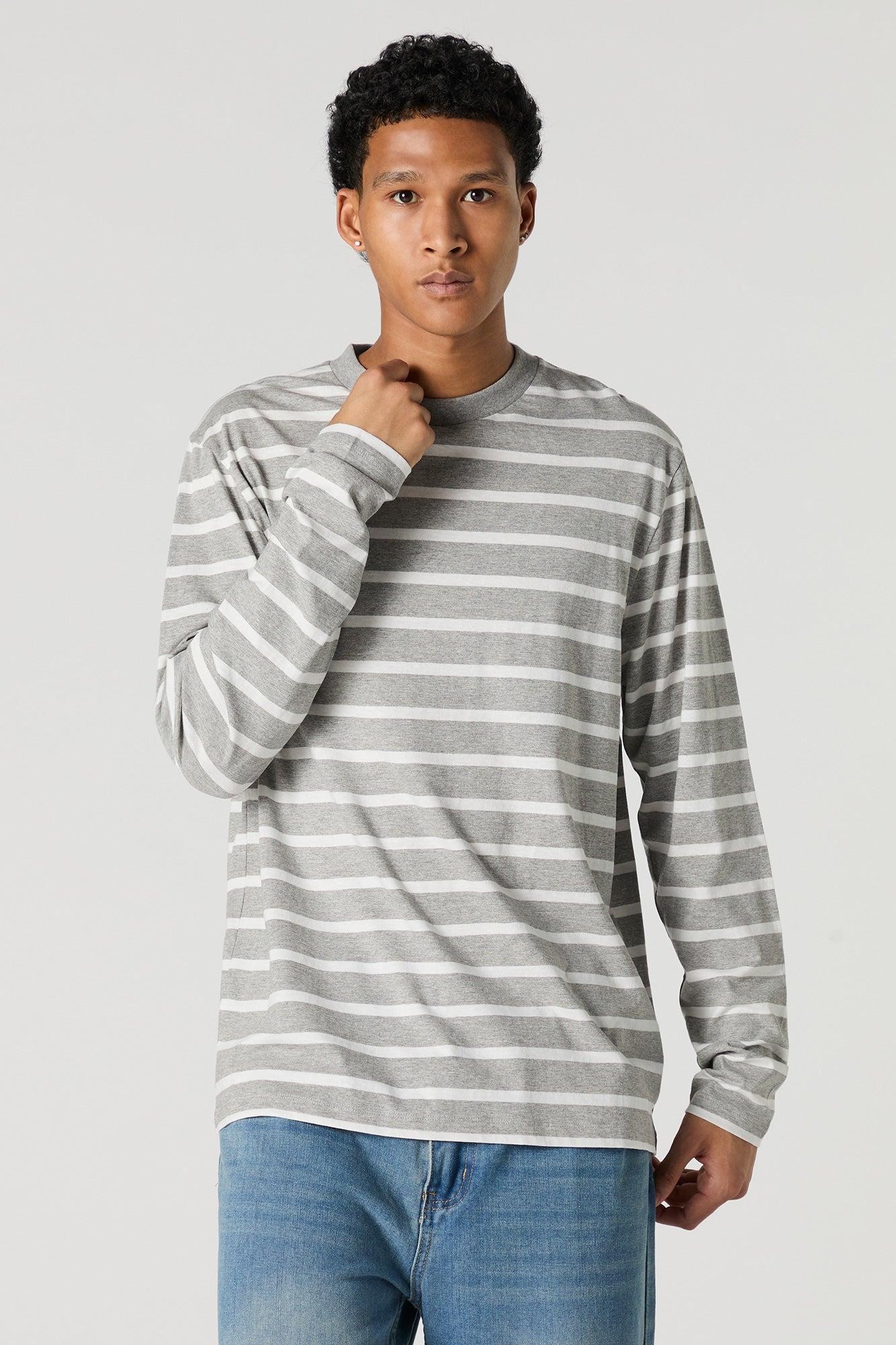 Striped Crewneck Long Sleeve Top Male Product Image