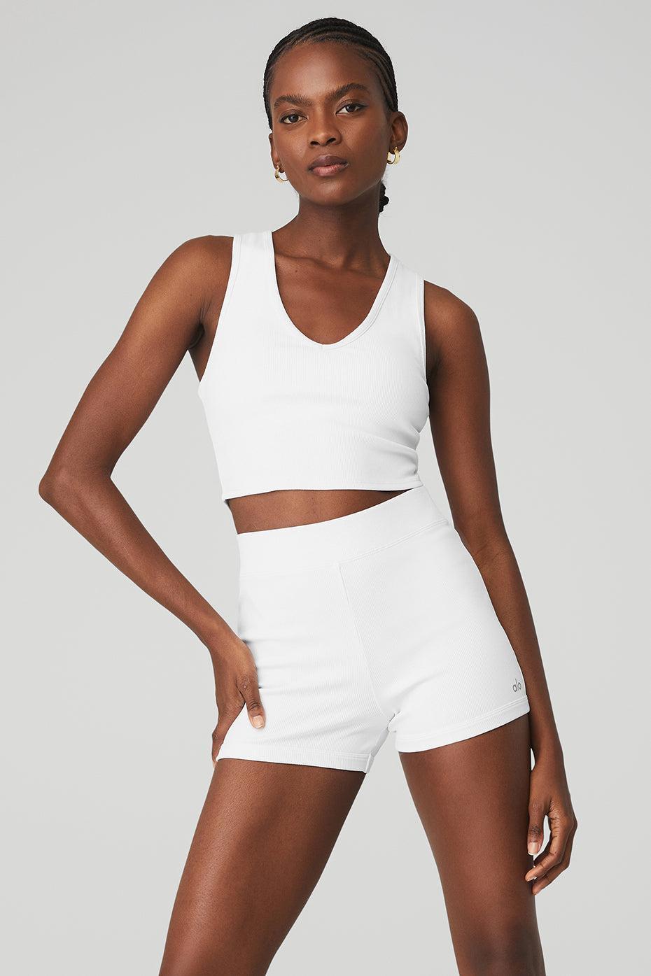 Goddess Ribbed Cropped Racerback Tank - White Female Product Image