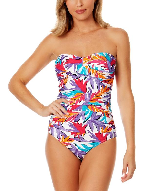 Anne Cole Womens Twist-Front Tropical-Print One-Piece Swimsuit Product Image