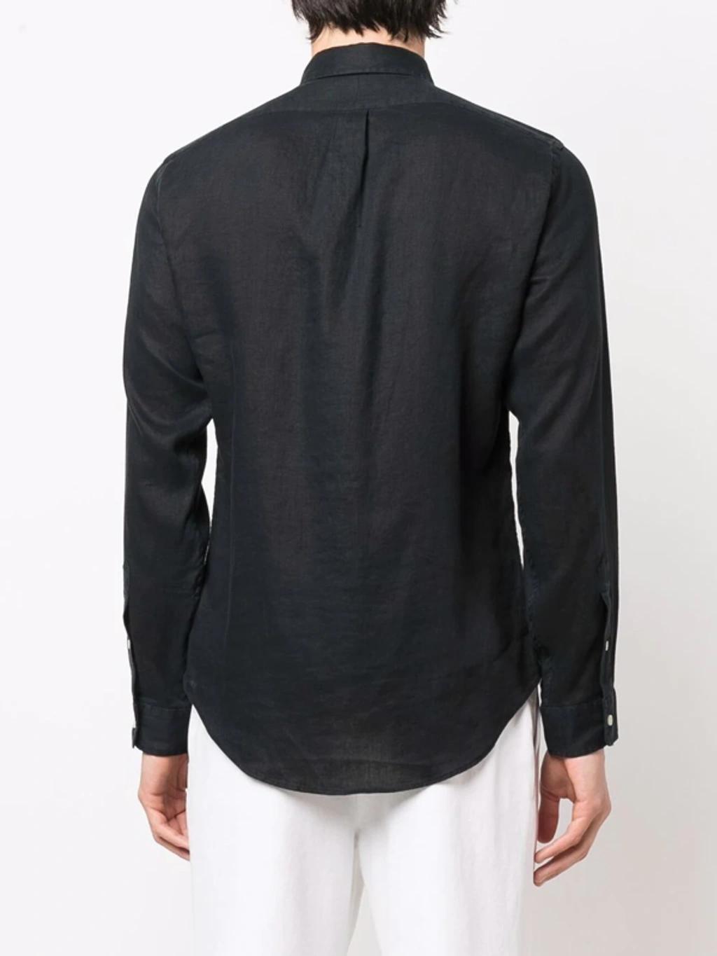 Logo-embroidered Cotton-oxford Button-down Shirt In Black Product Image