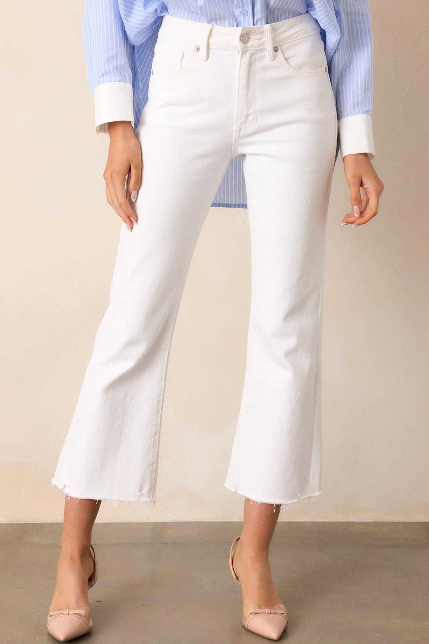 Terrific Timing White Cropped Flare Jeans Product Image