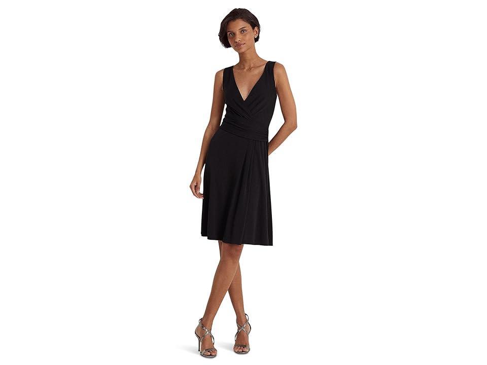 LAUREN Ralph Lauren Sleeveless Jersey Dress (Black) Women's Dress Product Image