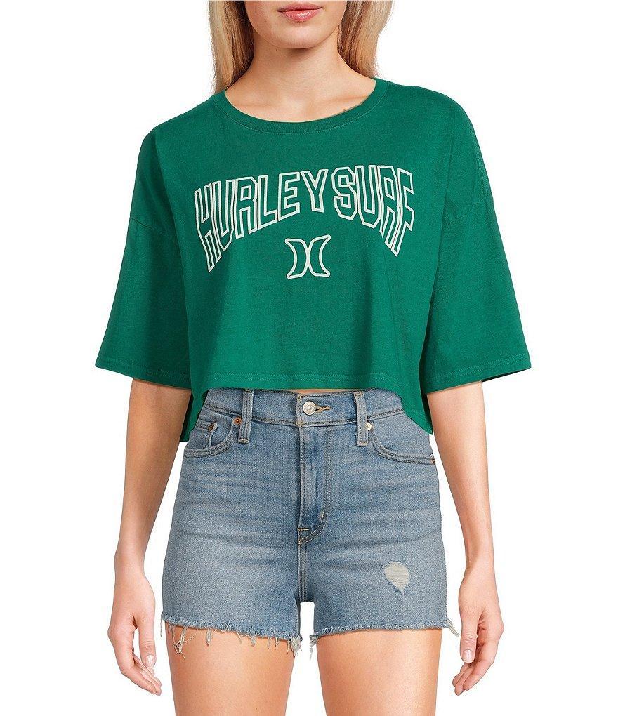 Hurley Collegiate Logo Oversized Crop Graphic T-Shirt Product Image