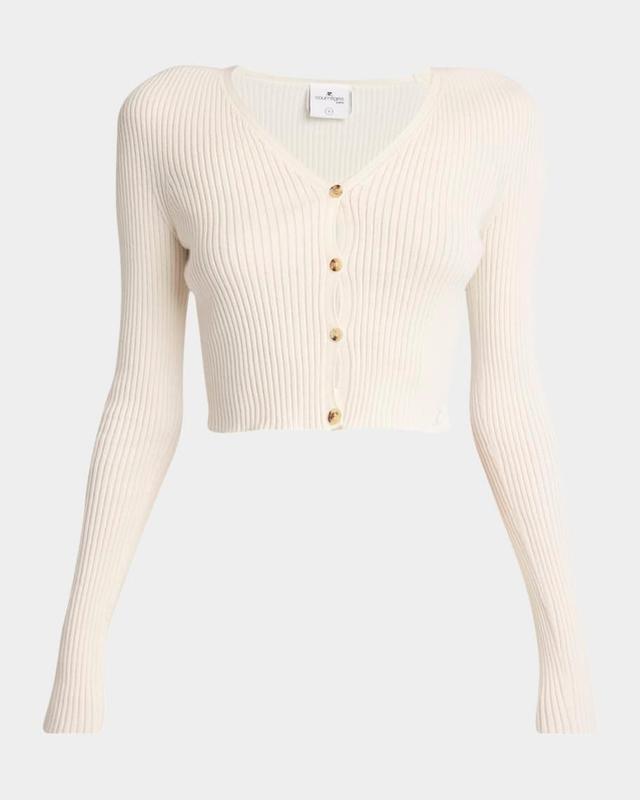 V-Neck Rib Crop Cardigan Product Image