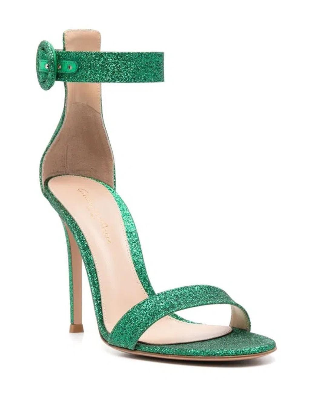 GIANVITO ROSSI Portofino Starlight Leather High Heel Sandals In Green Product Image