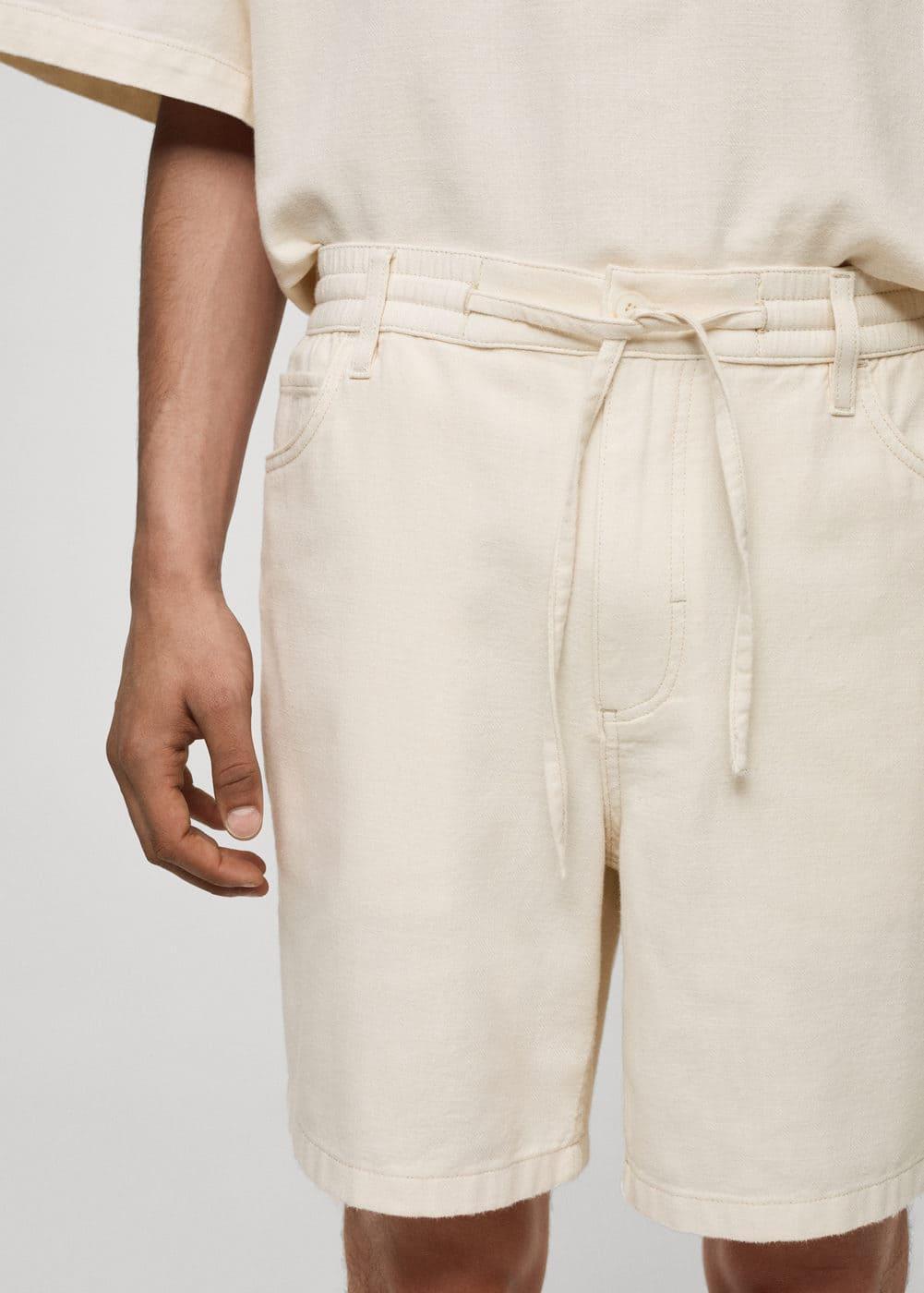 MANGO MAN - Cotton shorts with drawstring off whiteMen Product Image