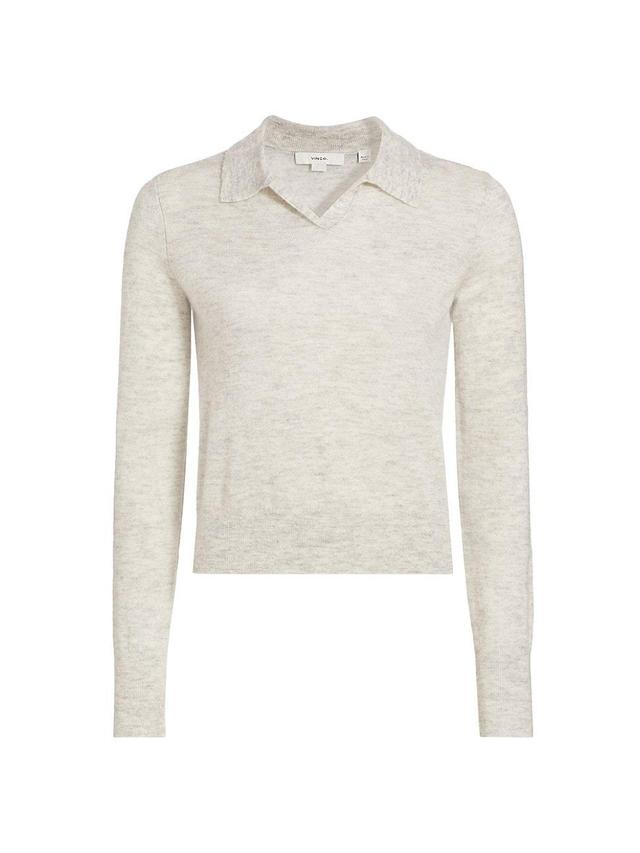 Womens Merino & Cashmere-Blend Long-Sleeve Polo Sweater Product Image