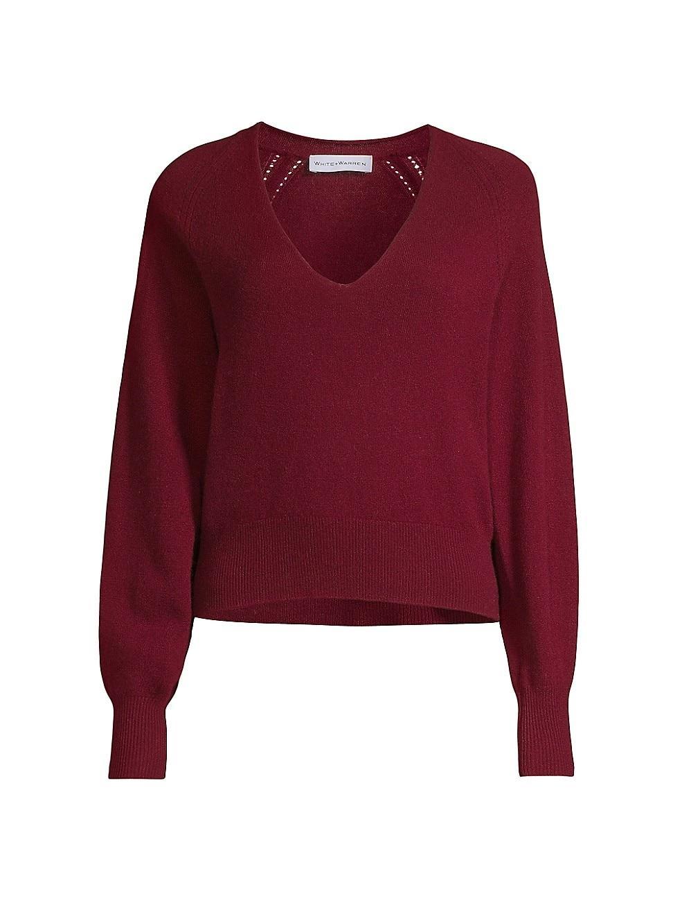 Womens Cashmere Blouson Sleeve V-Neck Top Product Image