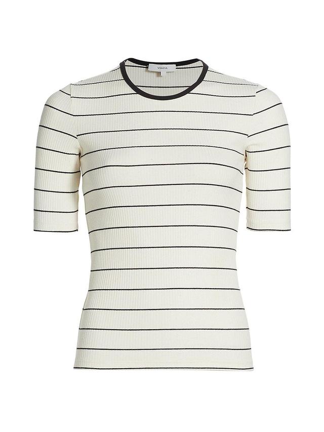 Womens Rib-Knit Cotton Stripe Tee Product Image