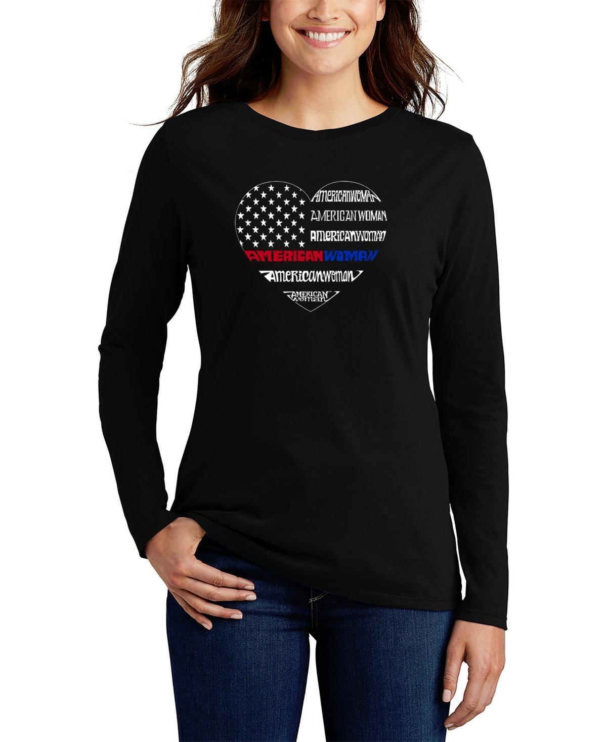 Womens American Woman Word Art Long Sleeve T-Shirt Product Image