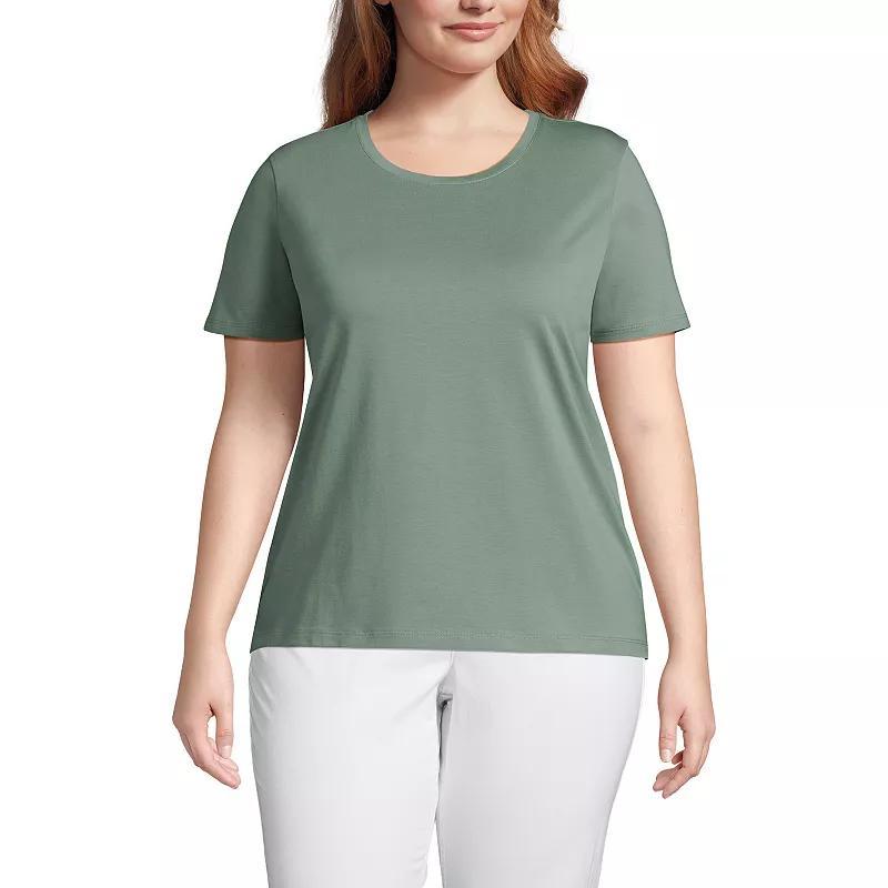 Plus Size Lands End Relaxed Supima Cotton Crewneck Tee, Womens Pale Purple Frost Product Image