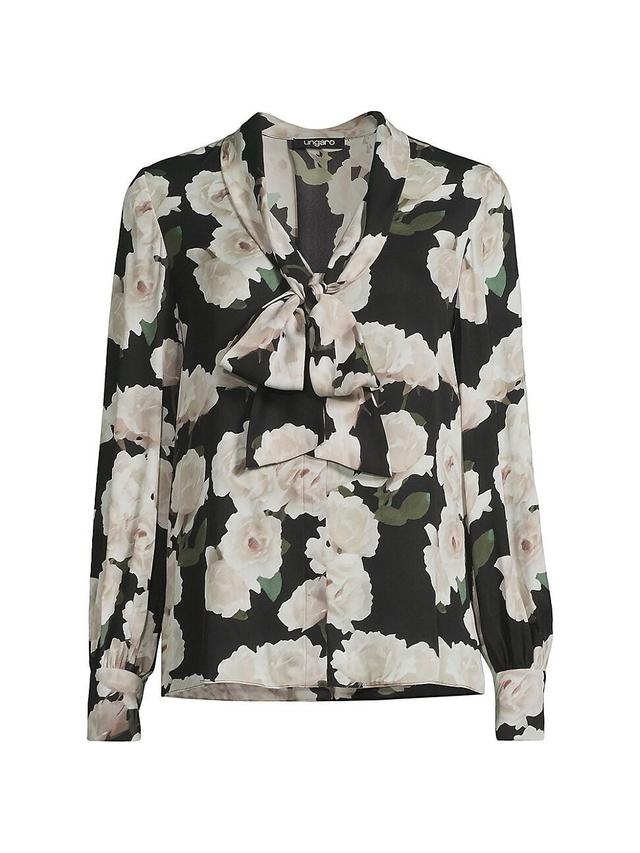 Womens Dara Floral Stretch Silk Blouse Product Image