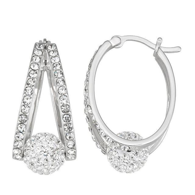 Chrystina Crystal Split Hoop Earrings, Womens, White Product Image