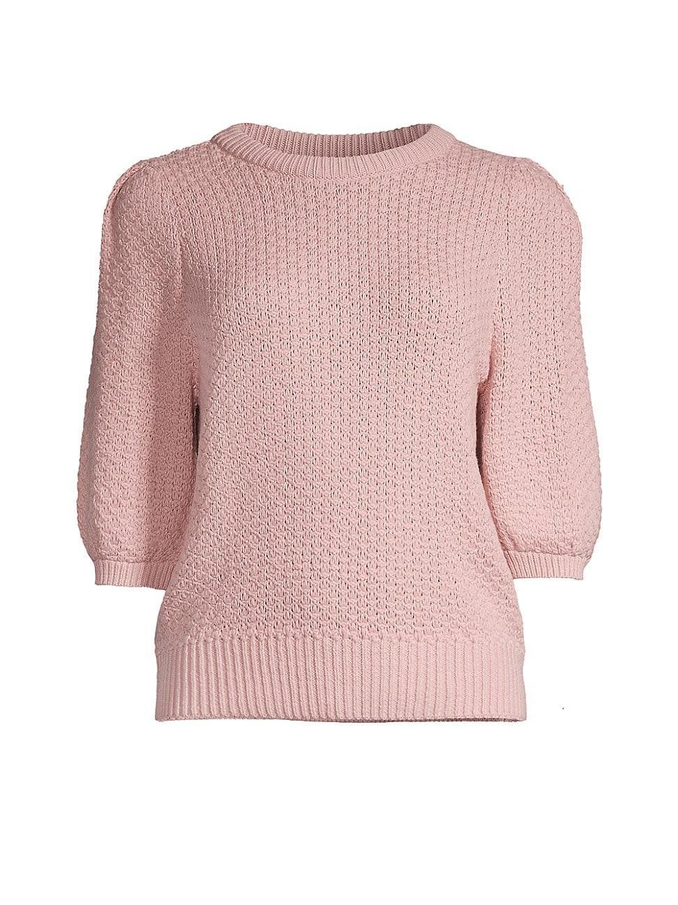 Womens Puff-Sleeve Cotton Sweater Product Image