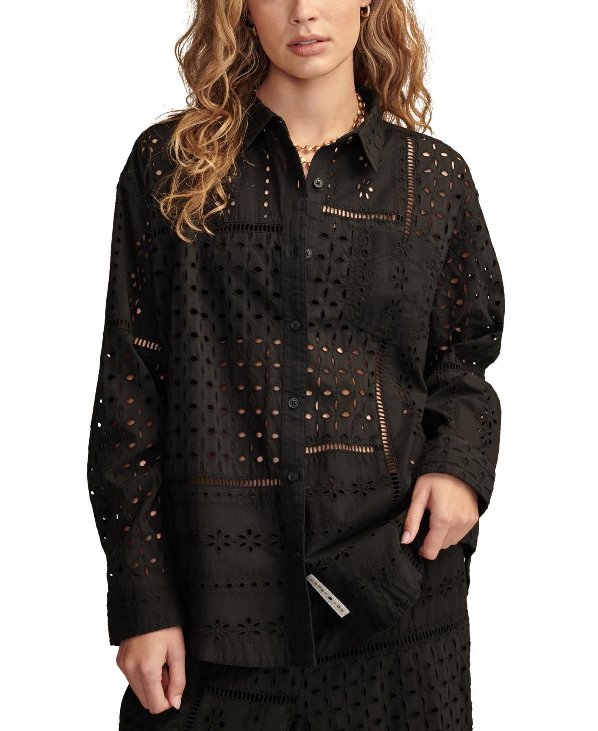 Lucky Brand Womens Cotton Schiffli Embroidered Prep Shirt product image