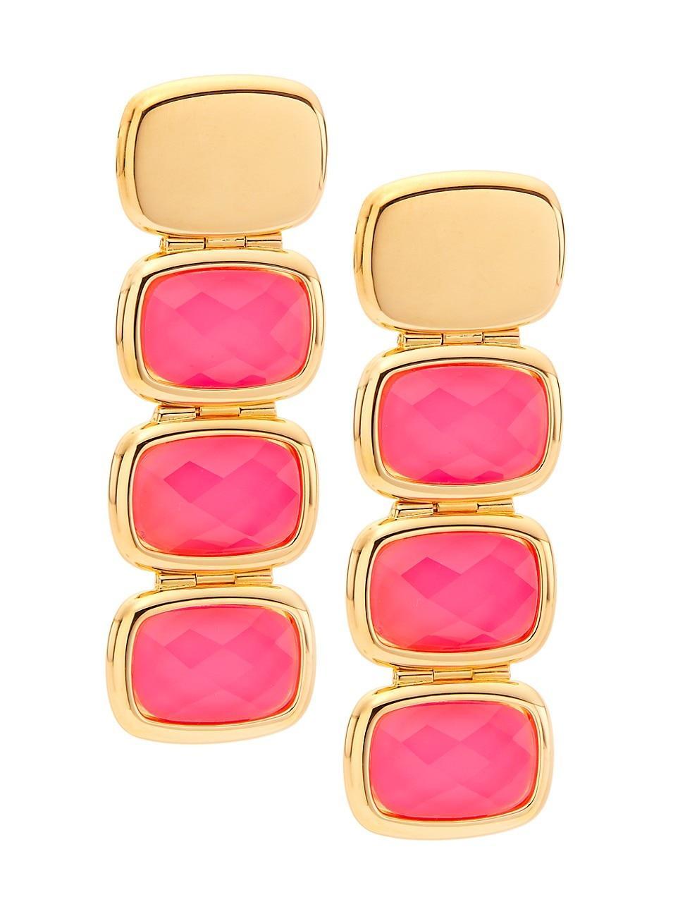 Womens Toy 18K-Gold-Plated, Glass, & Enamel Slim Drop Earrings Product Image