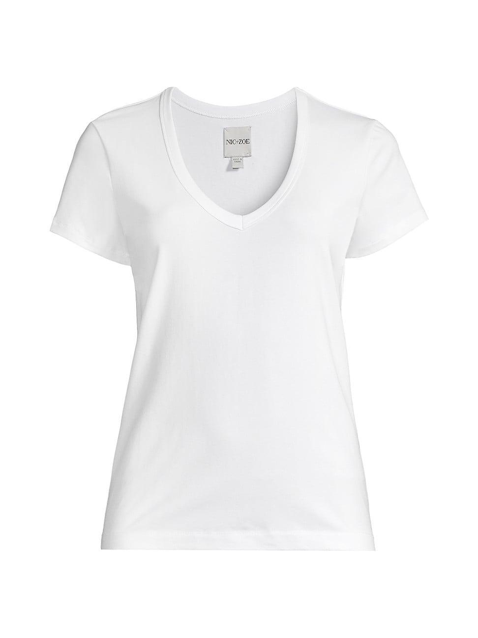 NIC+ZOE Perfect V-Neck Cotton Blend T-Shirt Product Image