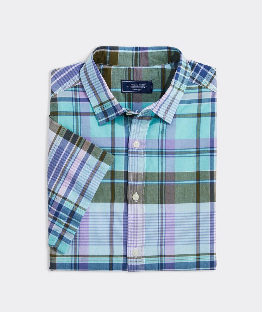 Cotton Madras Short-Sleeve Plaid Shirt Product Image