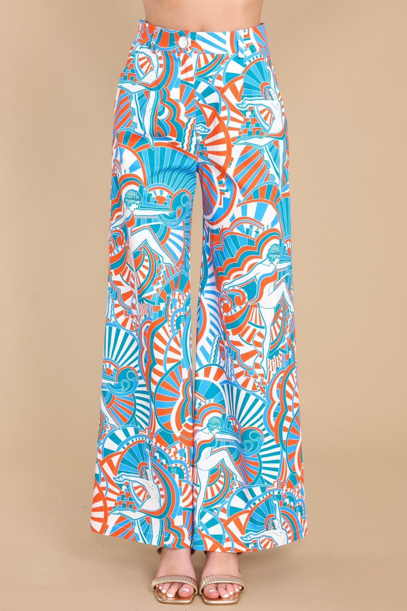 Farrah La Folie Blue Multi Pants Product Image