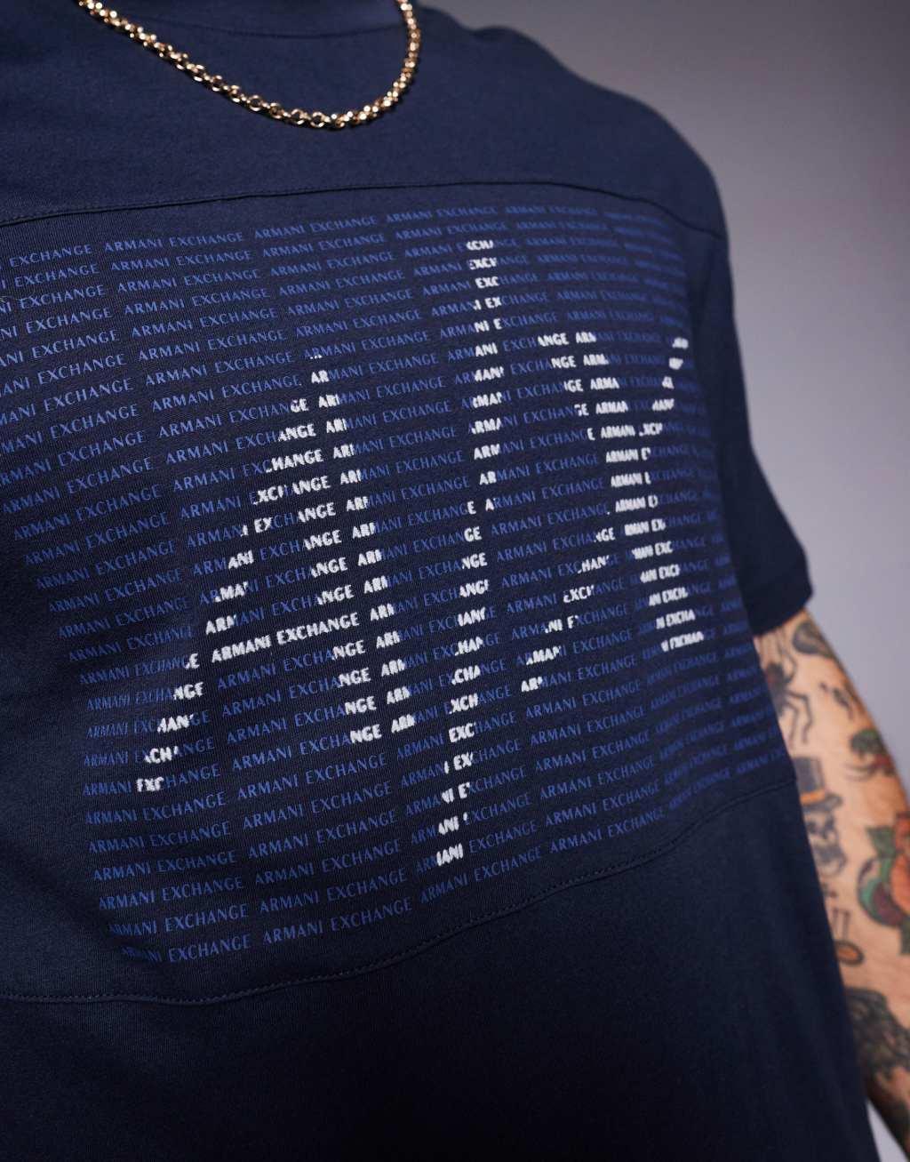 Armani Exchange large chest logo T-shirt in navy Product Image