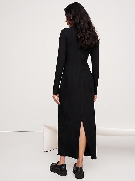 Wide Ribbed Turtleneck Maxi Dress Product Image