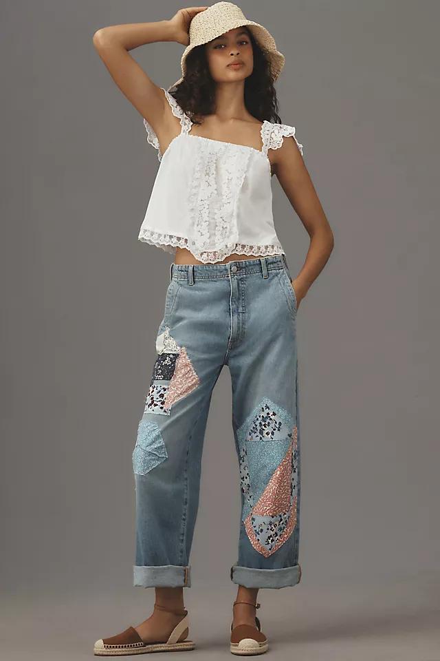 The Lonnie Cuffed High-Rise Crop Jeans by Pilcro: Patchwork Edition Product Image