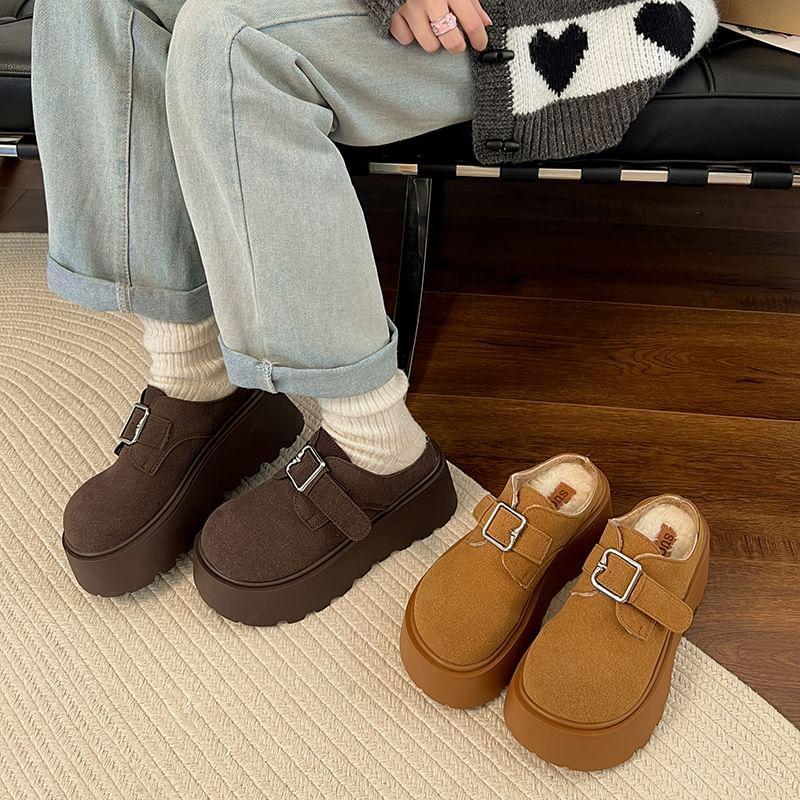 Platform Plain Buckled Loafers Product Image