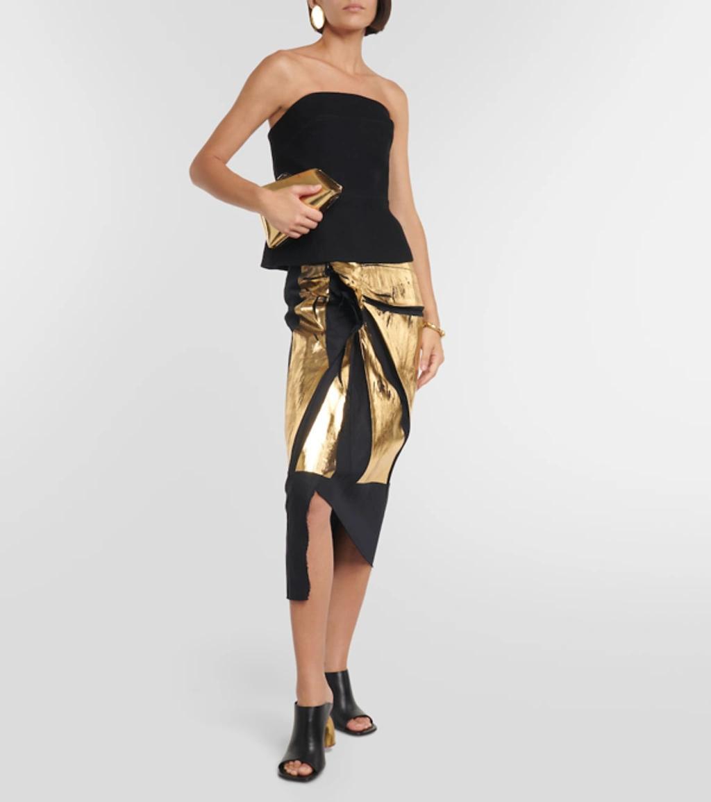 DRIES VAN NOTEN Sinam Cotton And Linen Midi Skirt In Metallic Product Image