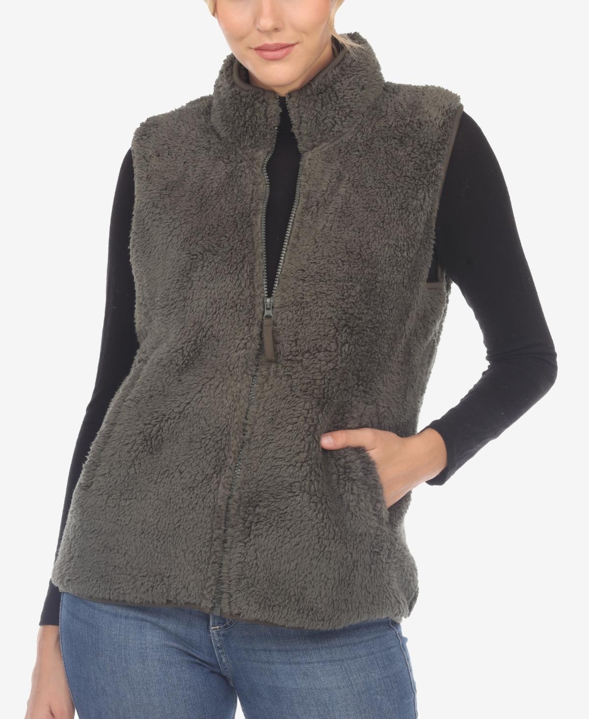 White Mark Womens Zip Up Sherpa Vest Product Image