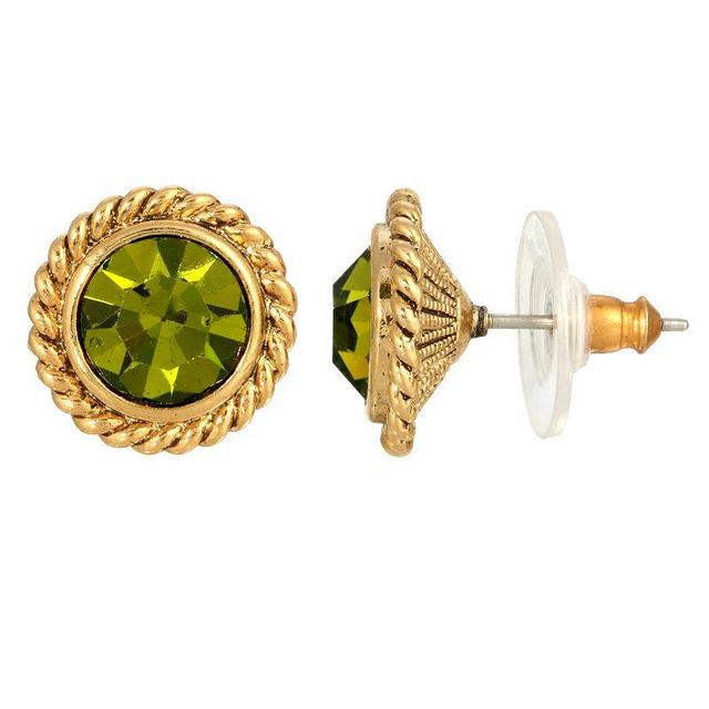 1928 Gold Tone Round Stud Earrings, Womens, Green Product Image