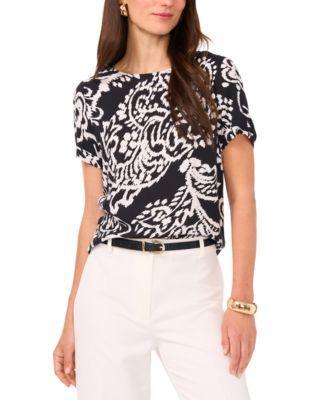 Vince Camuto Womens Paisley-Print Crewneck Top Product Image