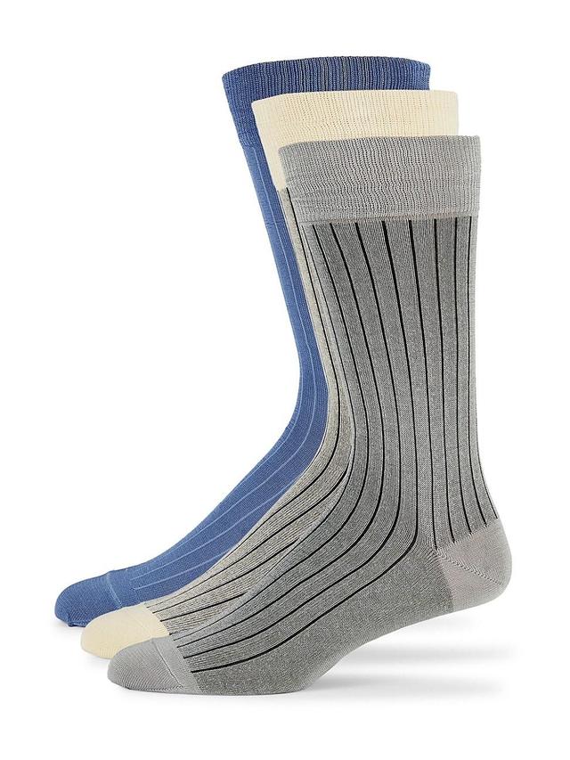 Mens 3-Pack Striped Cotton-Blend Socks Product Image