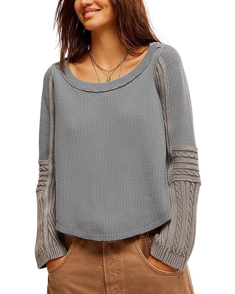 Cable Stitch Sleeve Sweater In Weathervane Combo Product Image