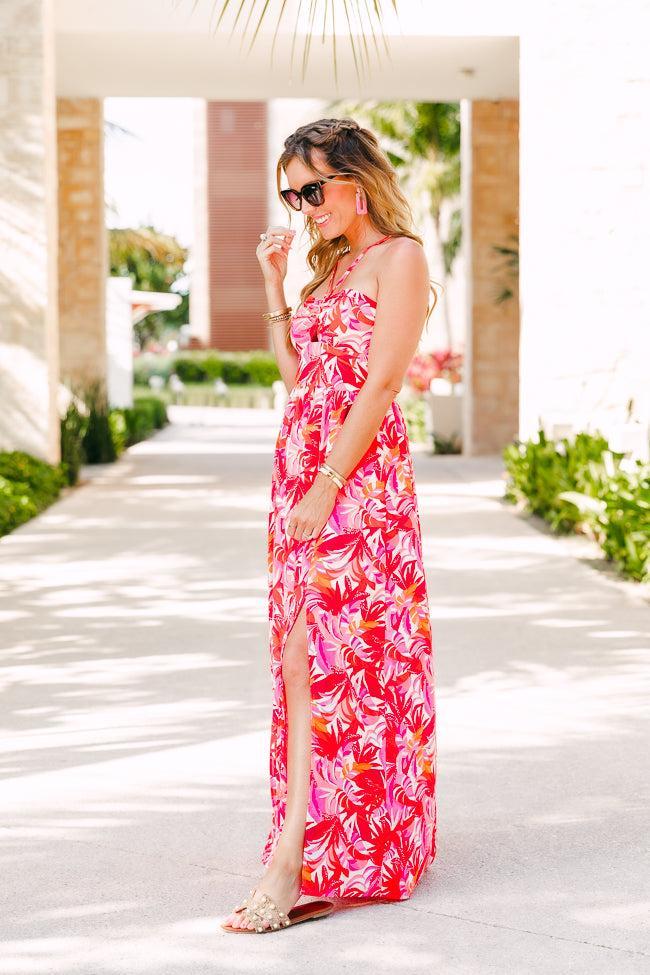 Soak In The Sun Tropical Print Maxi Dress Tori X Pink Lily Product Image