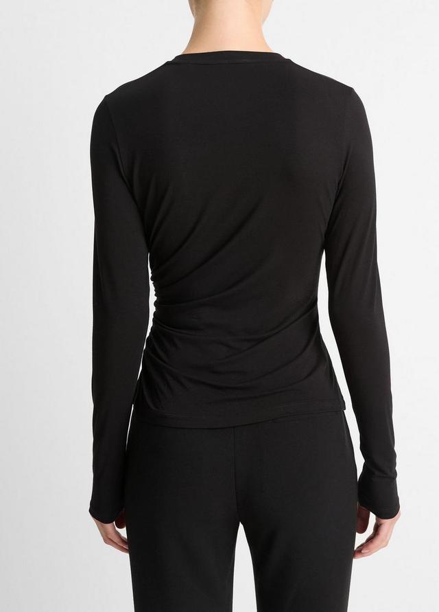 Draped Long-Sleeve Crew Neck Top Product Image