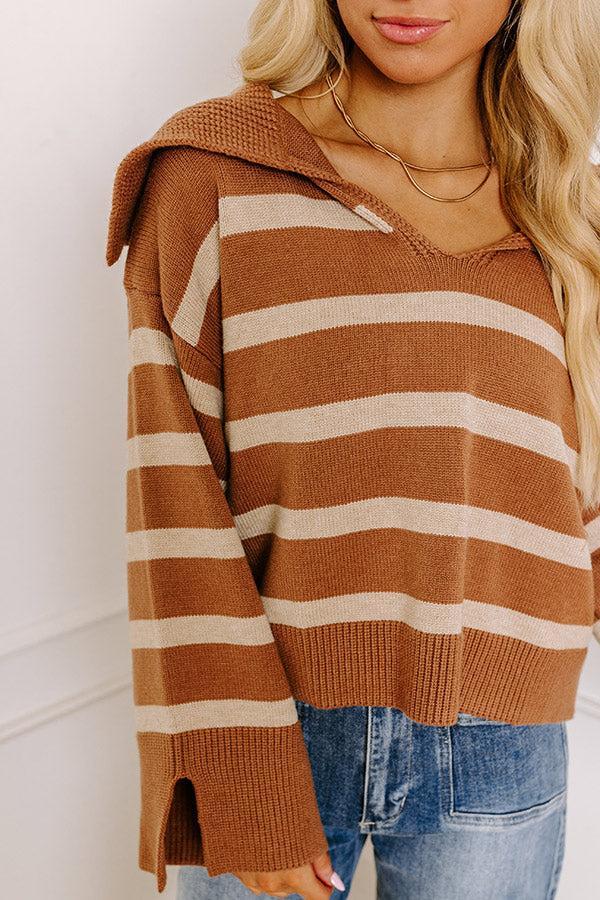 Fill Up Your Cup Stripe Sweater In Iced Mocha Product Image