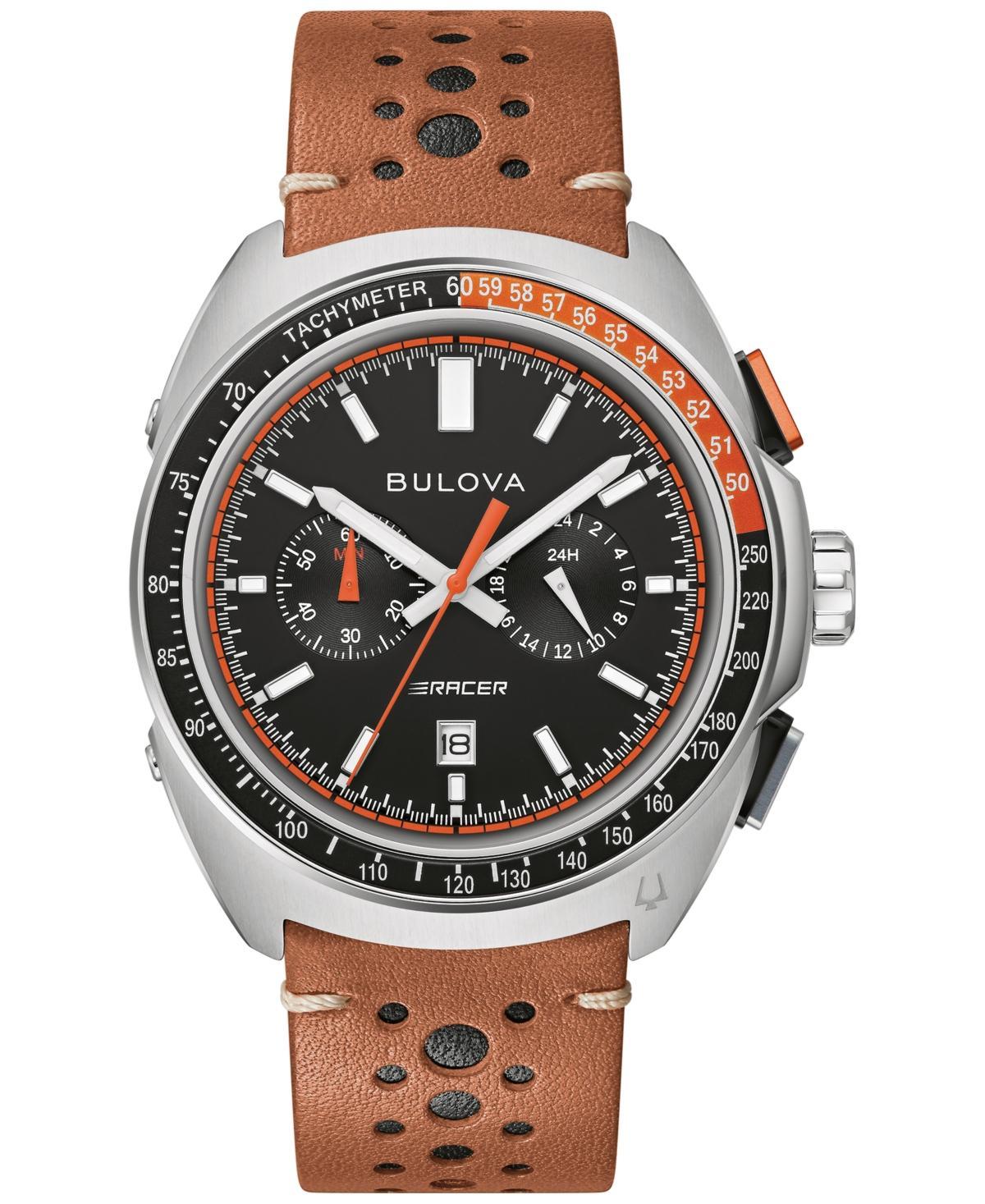 Bulova Mens Chronograph Racer Brown Leather Strap Watch 42mm Product Image