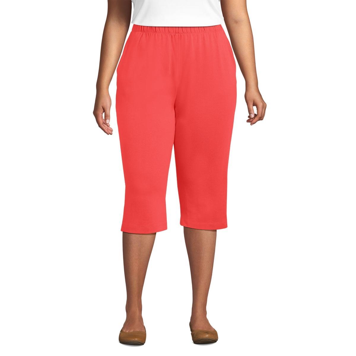 Plus Size Lands End Sport High Waist Pull-On Capri Pants, Womens Red Desert Product Image