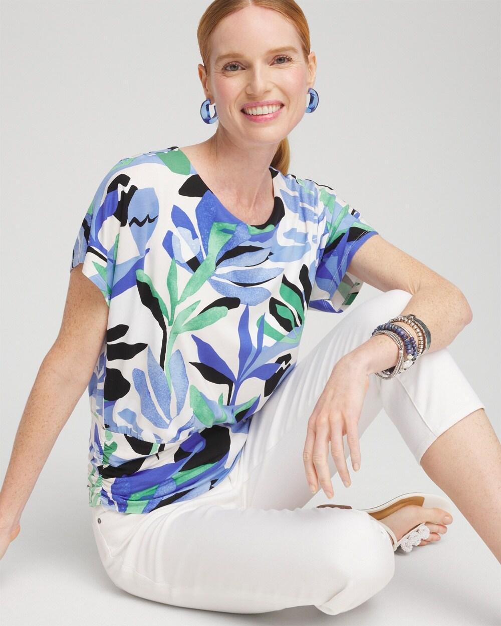 Touch of Cool™ Abstract Ruched Banded Hem Top Product Image