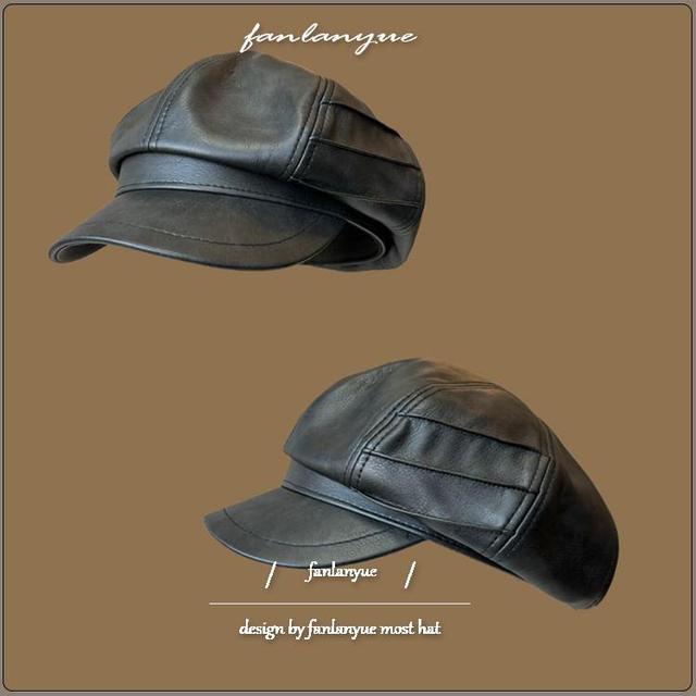 Faux Leather Newsboy Cap Product Image