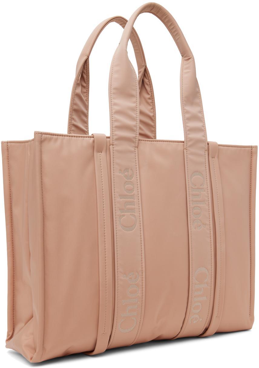 CHLOÉ Pink Large Woody Tote In 6k7 Rose Dust Product Image