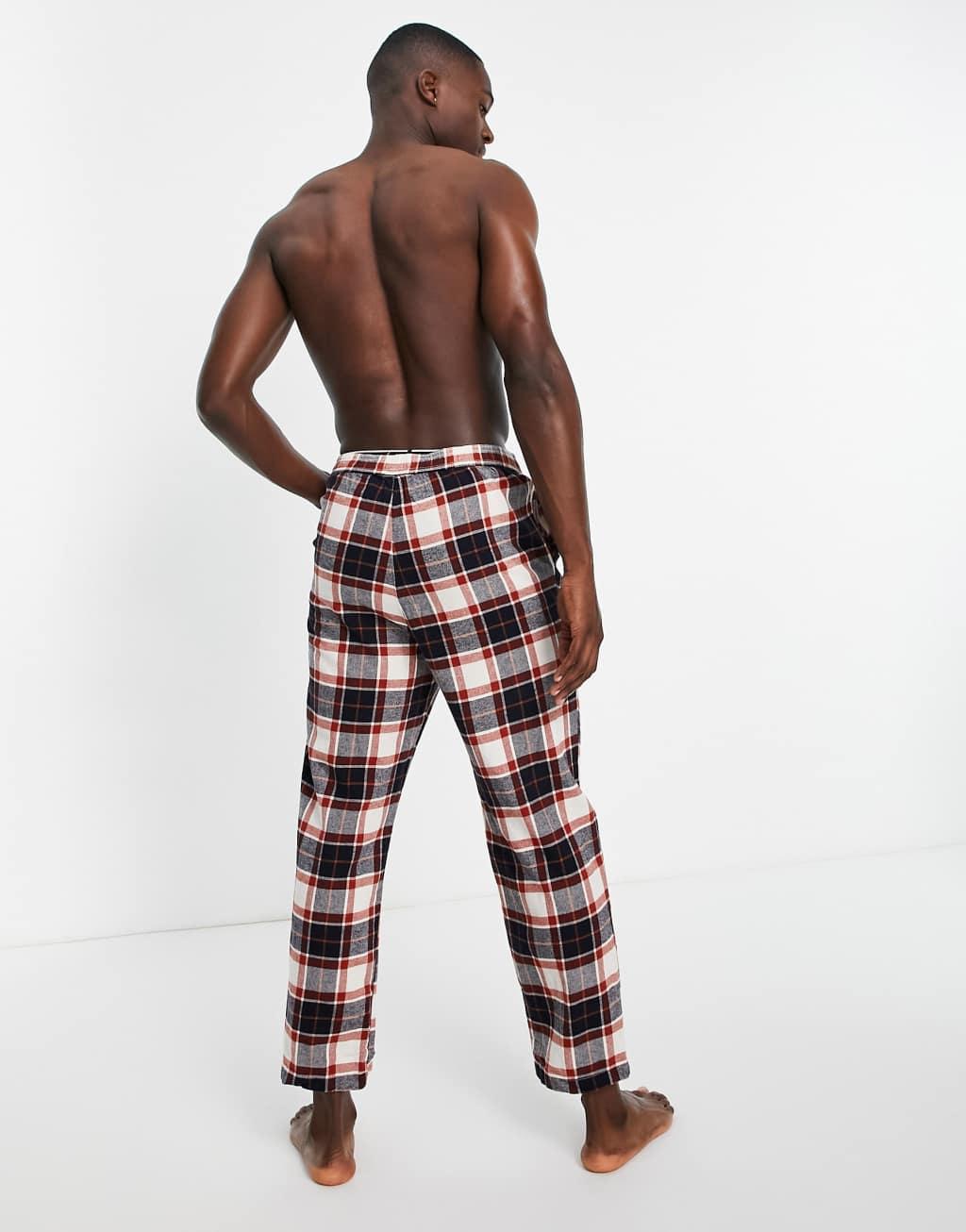 Jack & Jones lounge bottoms in red and navy check Product Image