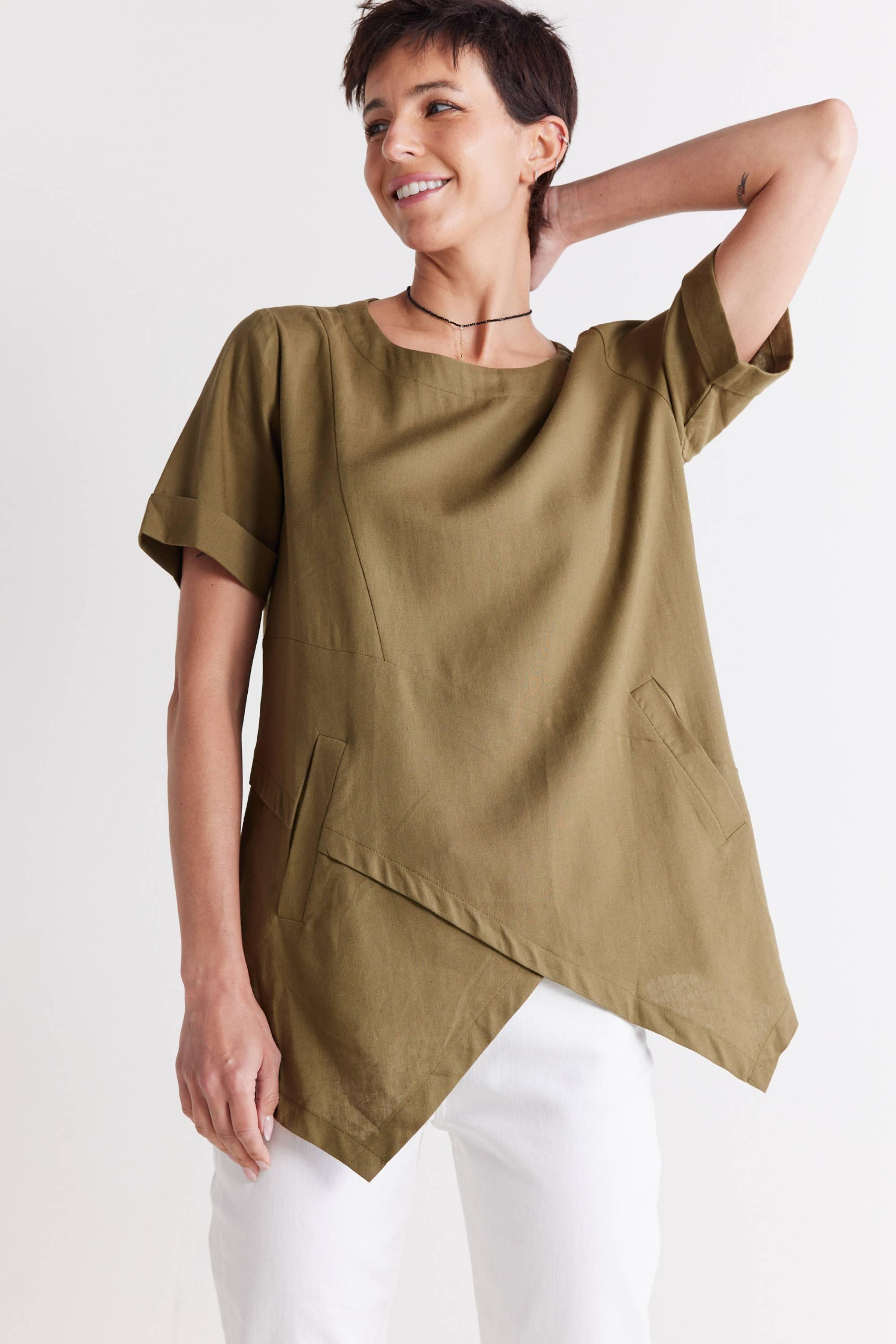 Breezy Asymmetric Linen Top Product Image