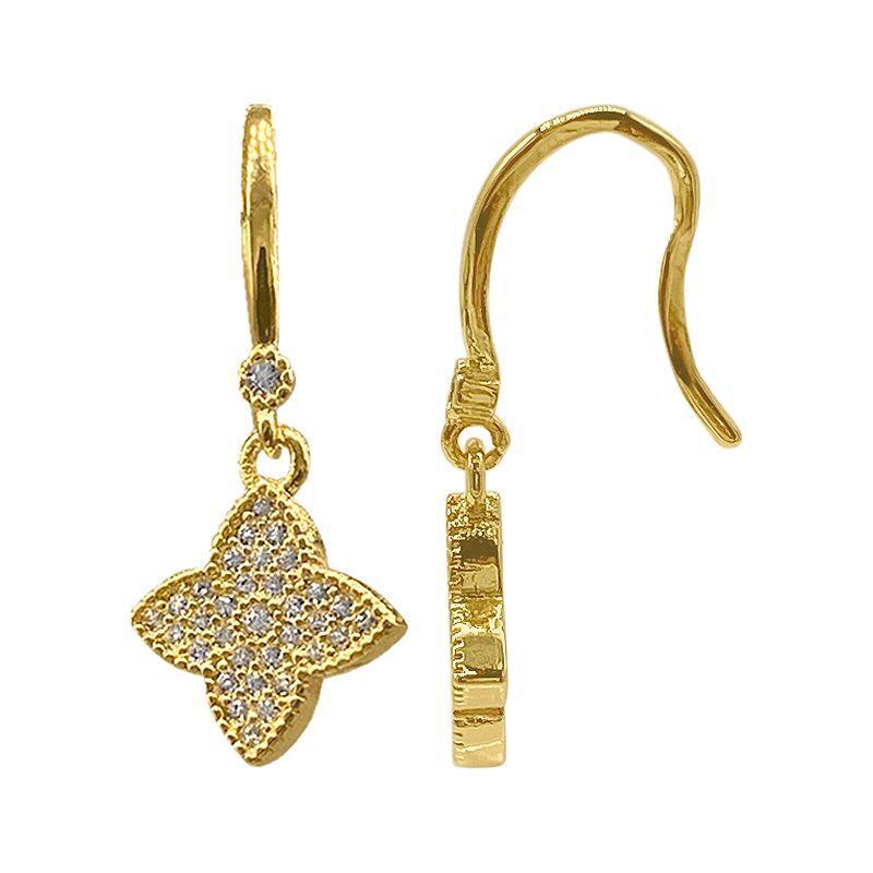 Adornia 14k Gold Plated Crystal Clover Drop Earrings, Womens Product Image